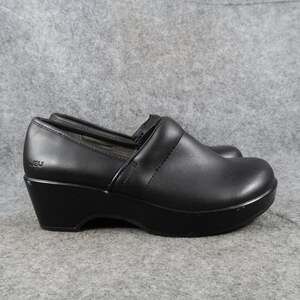 Jambu JBU Shoes Womens 7.5 Comfort Clogs Slip On Black Leather Casual Work Walk